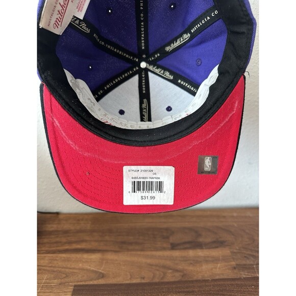 Men's Mitchell & Ness Black/Purple NBA Toronto Raptors Hat Adjustable Snapback - Picture 7 of 8
